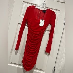 BARDOT crimson red ruched dress